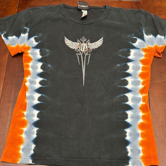 Harley-Davidson Tops - Harley-Davidson Short Sleeve Tie-Dye Tee - Black, Orange, White